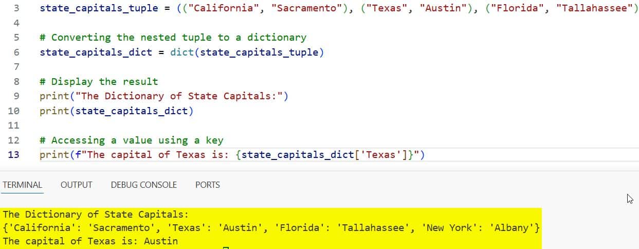 python tuple to dict