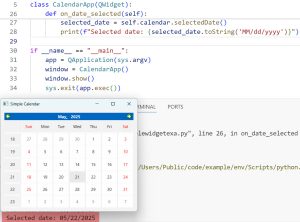 QCalendarWidget In PyQt6