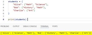 Create a Dictionary of Sets in Python