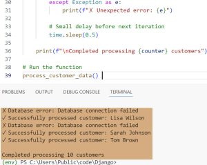 Handle A Python Exception Within While A Loop
