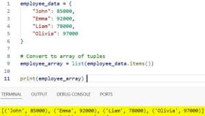 Convert a Python Dictionary to an Array