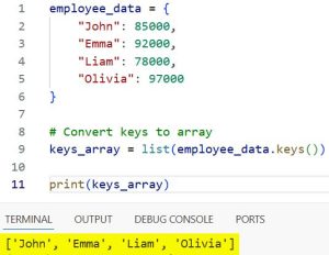 Convert a Python Dictionary to an Array