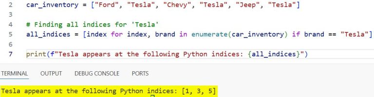 Find Element Positions Using Python List Index Method