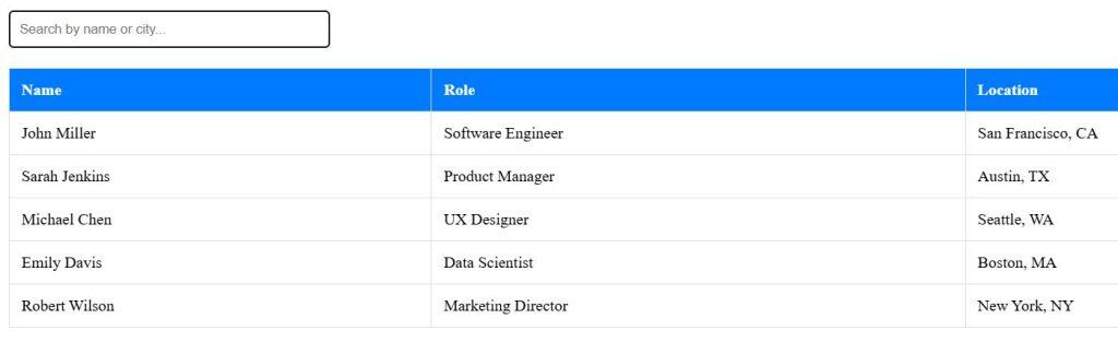 Create React JS Table Component