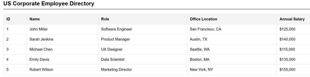 React JS Table Component