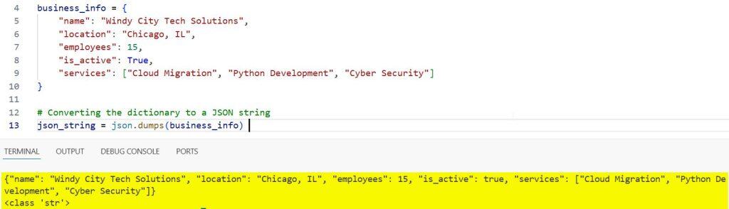Convert a Python Dict to JSON