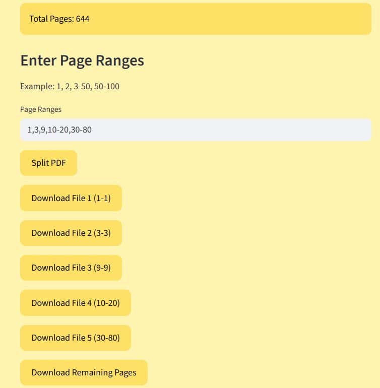 PDF Split by ranges in Python