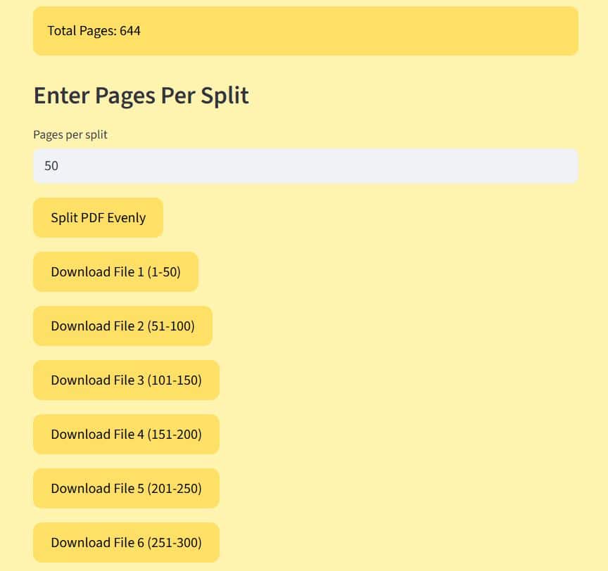 PDF Split evenly by page count in Python