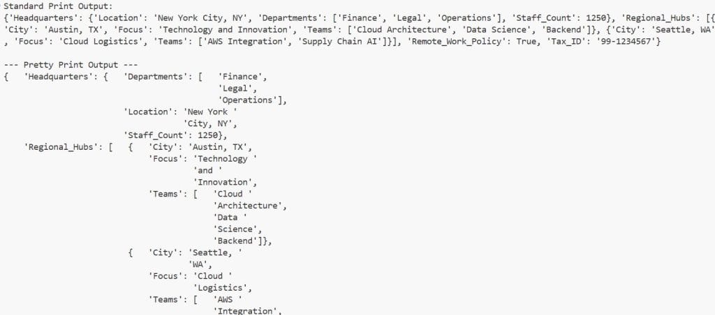 Pretty Print Dictionary Python