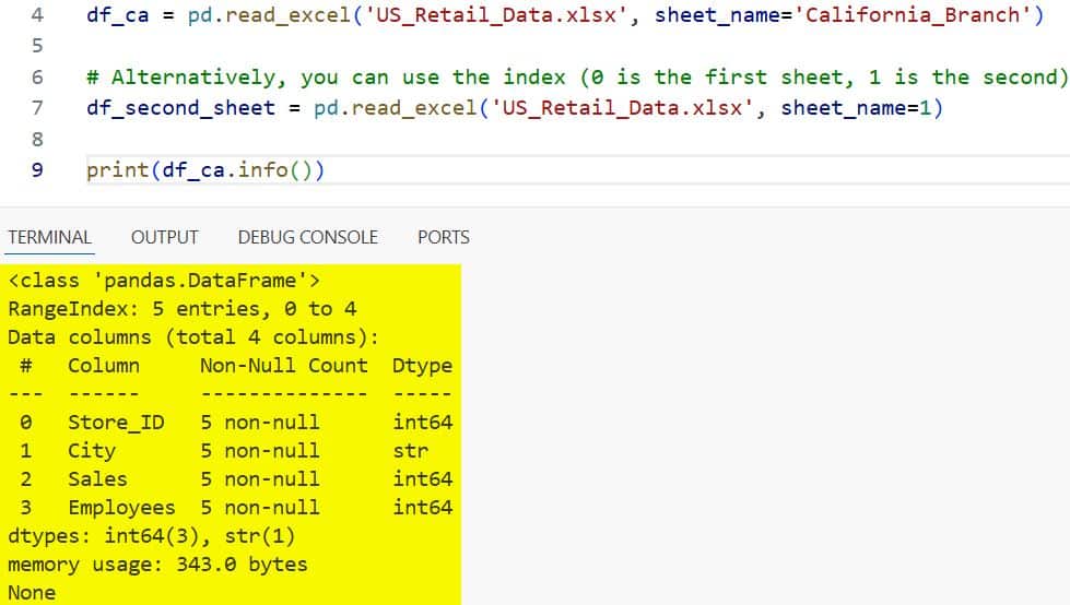 Read Excel Files using Pandas