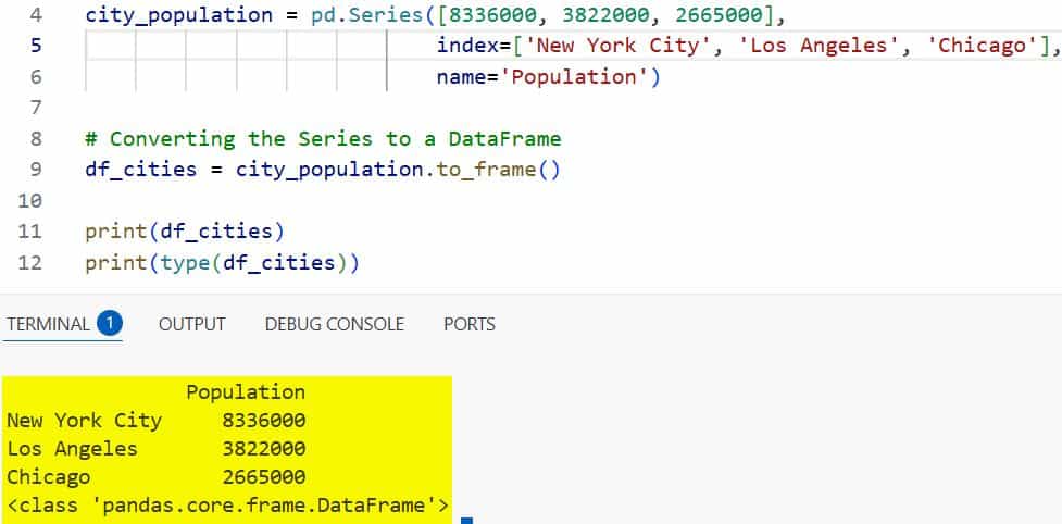 Ways to Convert Pandas Series to DataFrame in Python