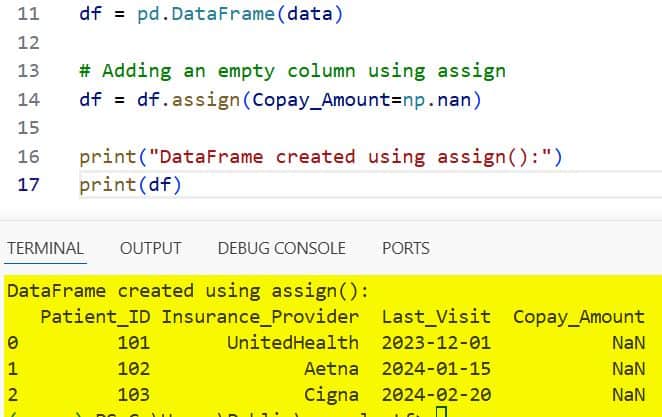 Add an Empty Column to Pandas DataFrame