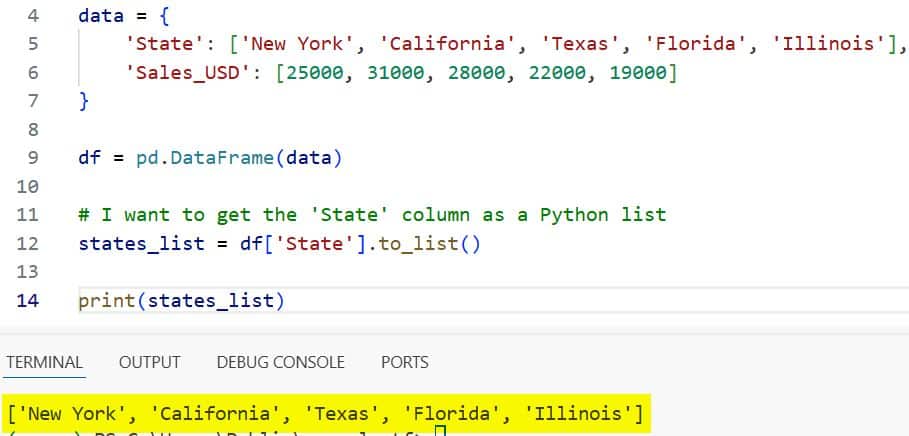 Convert Pandas Column to List in Python