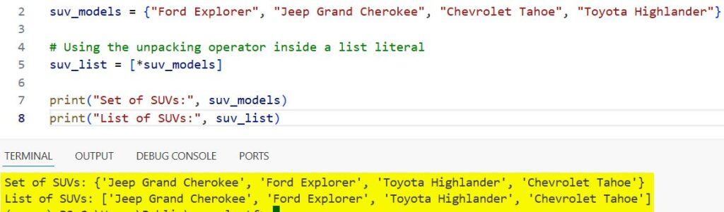 Convert Set to List in Python
