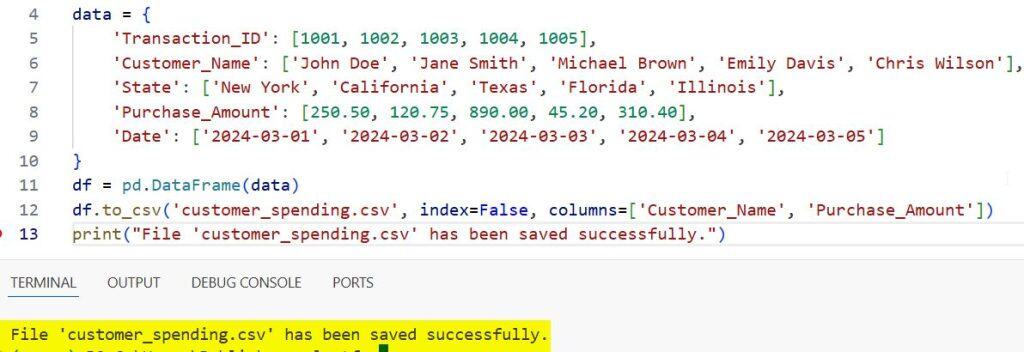 Export Pandas DataFrame to CSV
