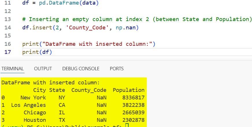 How to Add an Empty Column to a Pandas DataFrame