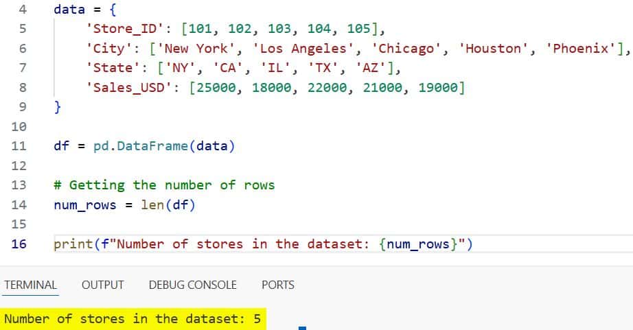 Length of DataFrame in Pandas