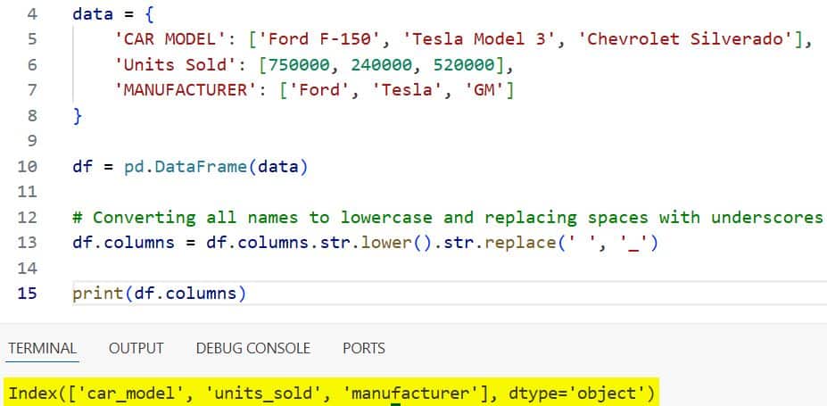 Pandas Set Column Names