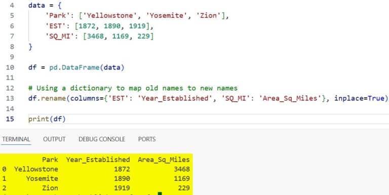 Set Column Names in Pandas