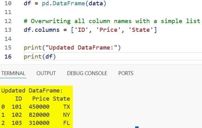 Ways to Set Column Names in Pandas