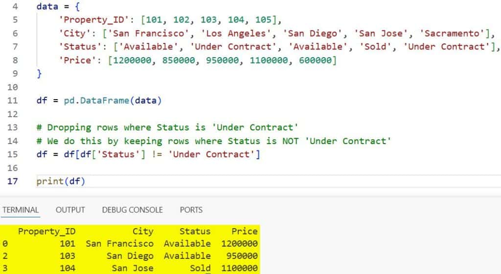 Drop Rows in Pandas Based on Column Values