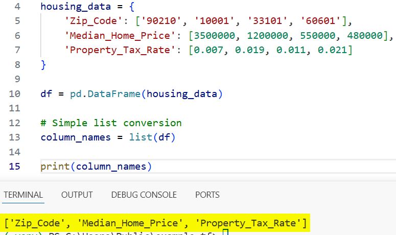 Get Column Names in Python Pandas