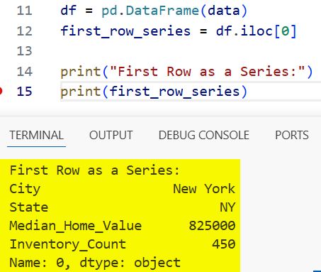 Get the First Row of a Pandas DataFrame