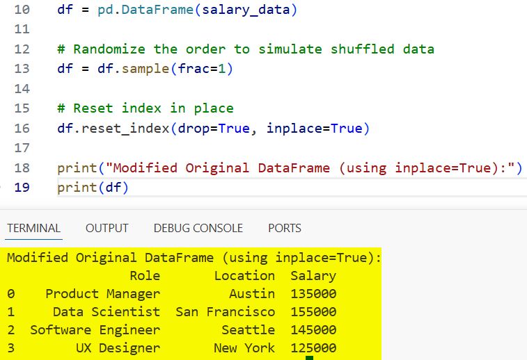 Reset DataFrame Index in Pandas