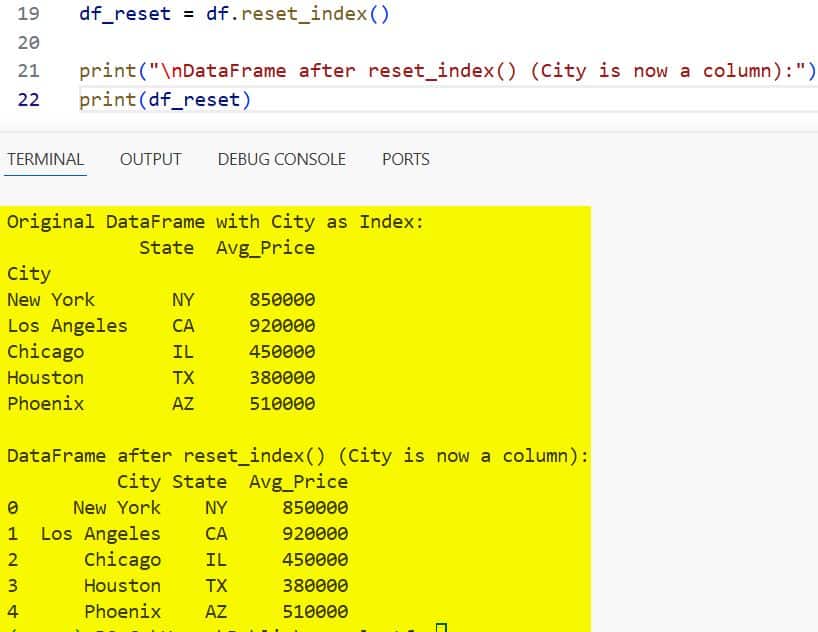 Reset Pandas DataFrame Index
