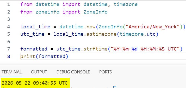 Convert Local Time to UTC Python