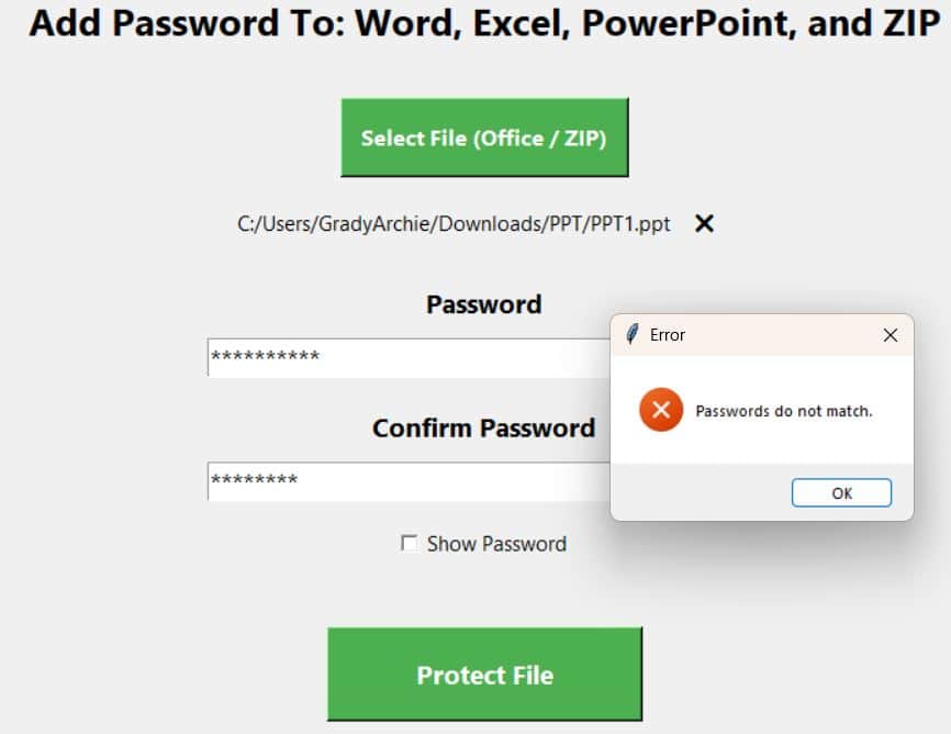 Build a Python File Password Protector (Word, Excel, PowerPoint, and ZIP)