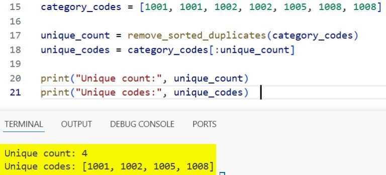 How to Remove Duplicates from a Sorted Array in Python