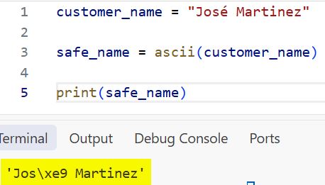 ascii() Function Python