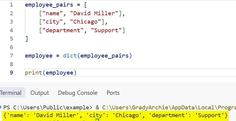 dict() Function in Python
