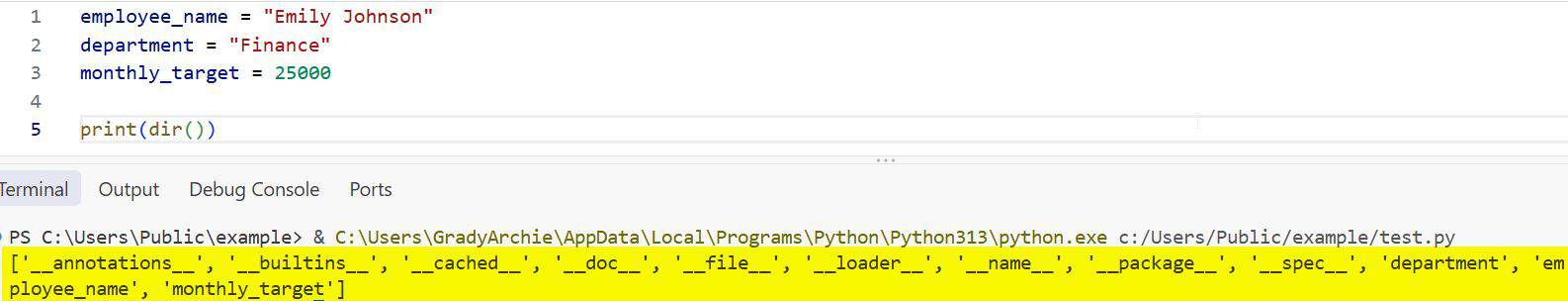 Python Short Programs With Output Python Dir() Function
