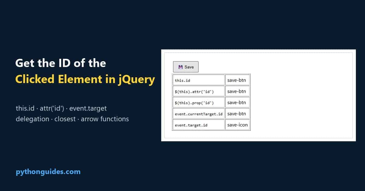 jQuery get the id of the clicked element: a page in Microsoft Edge comparing this.id, attr, prop, event.currentTarget.id and event.target.id