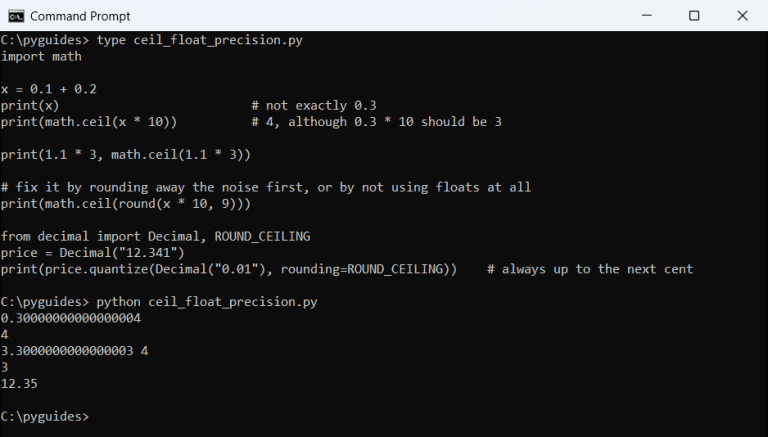 Python ceil(): Round Numbers Up With math.ceil()