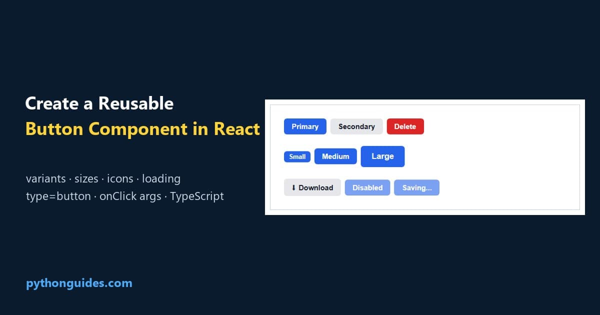 react button component React button component: reusable Button in Microsoft Edge with primary, secondary and danger variants, three sizes, an icon, disabled and loading states