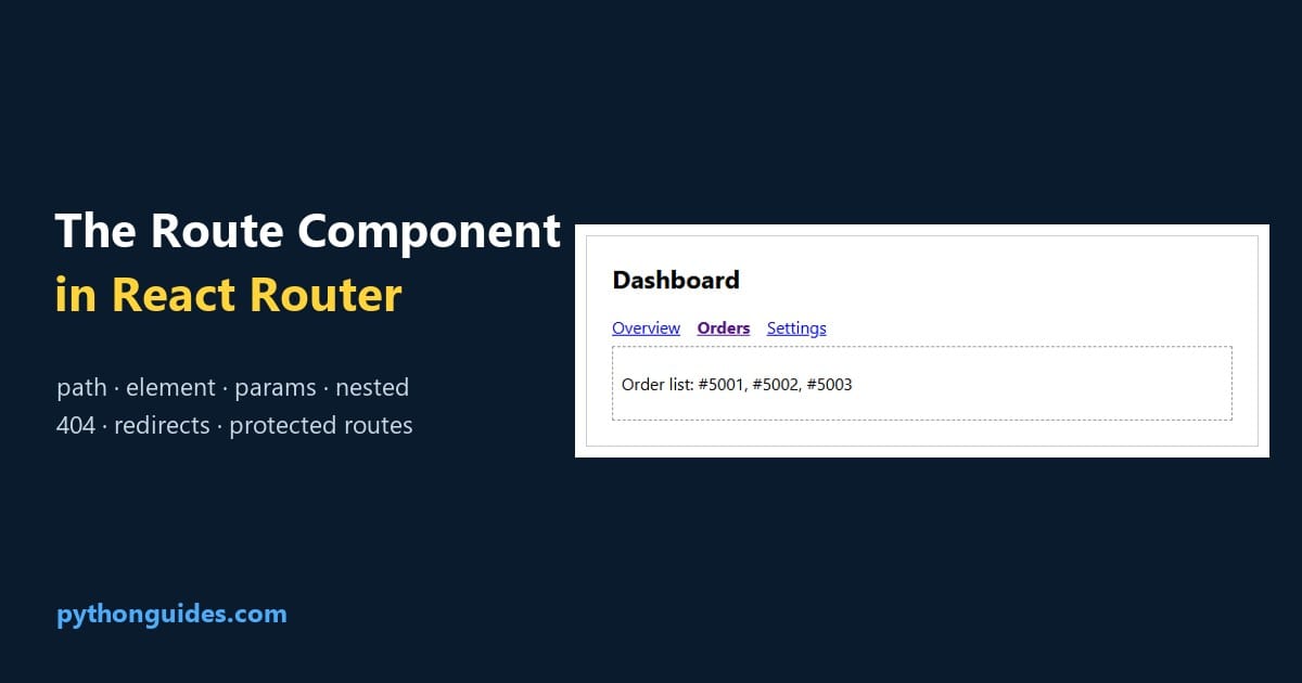 react router dom route component React Router Route component: a dashboard in Microsoft Edge with nested routes rendered in an Outlet and NavLink highlighting the active page