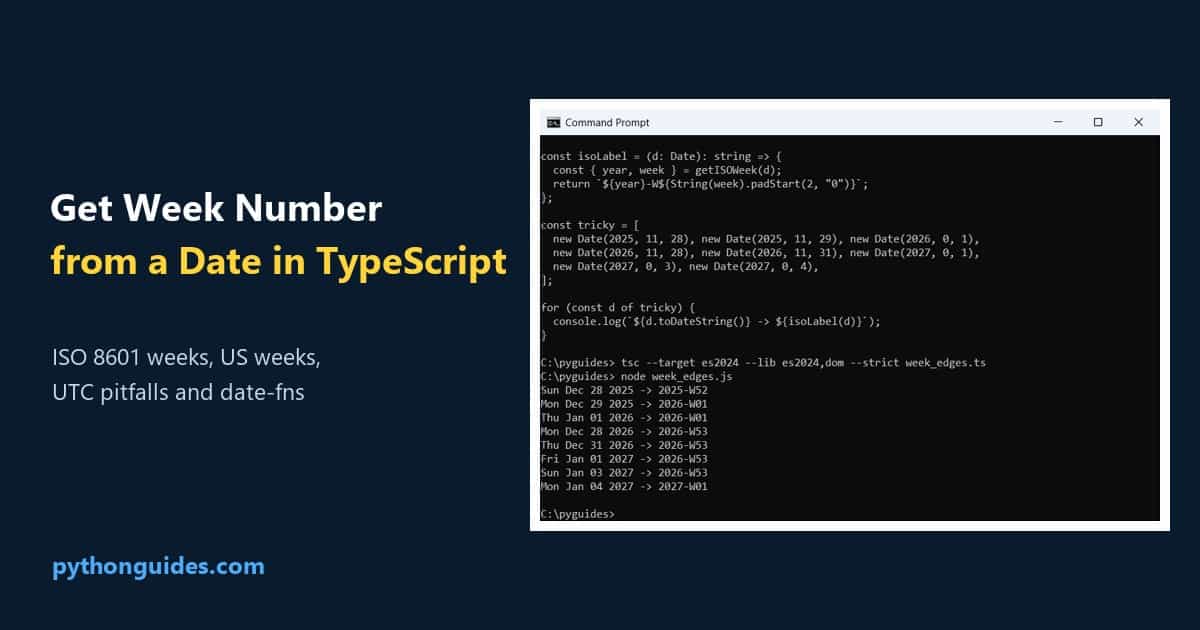 Get Week Number from Date in TypeScript (ISO 8601)